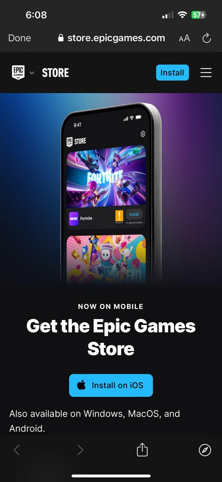 Как загрузить Epic Games Store на iOS