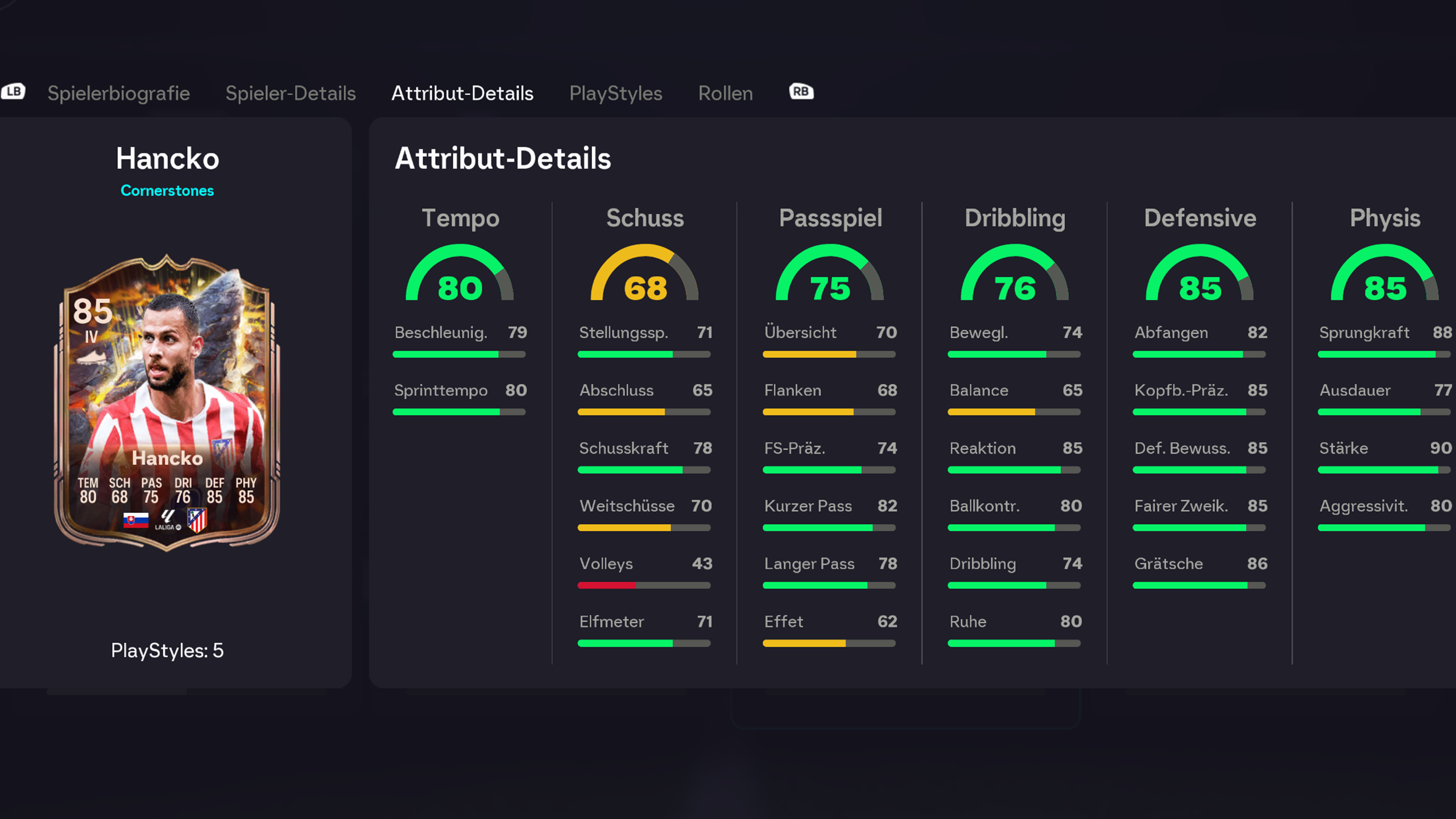 FC 26 Cornerstones Hancko Stats