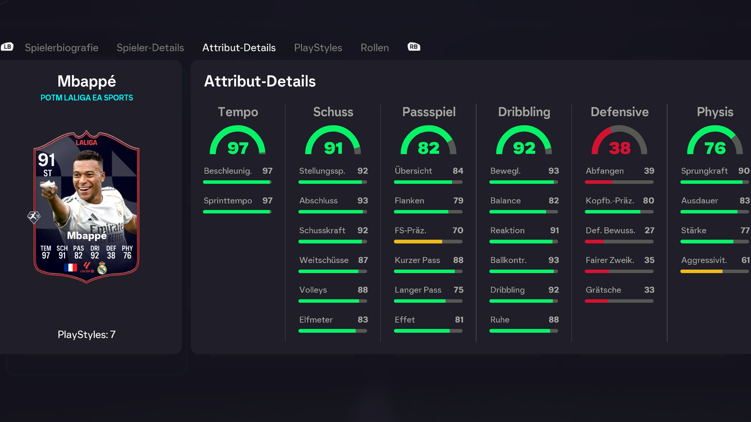 FC 26 POTM Mbappe Stats