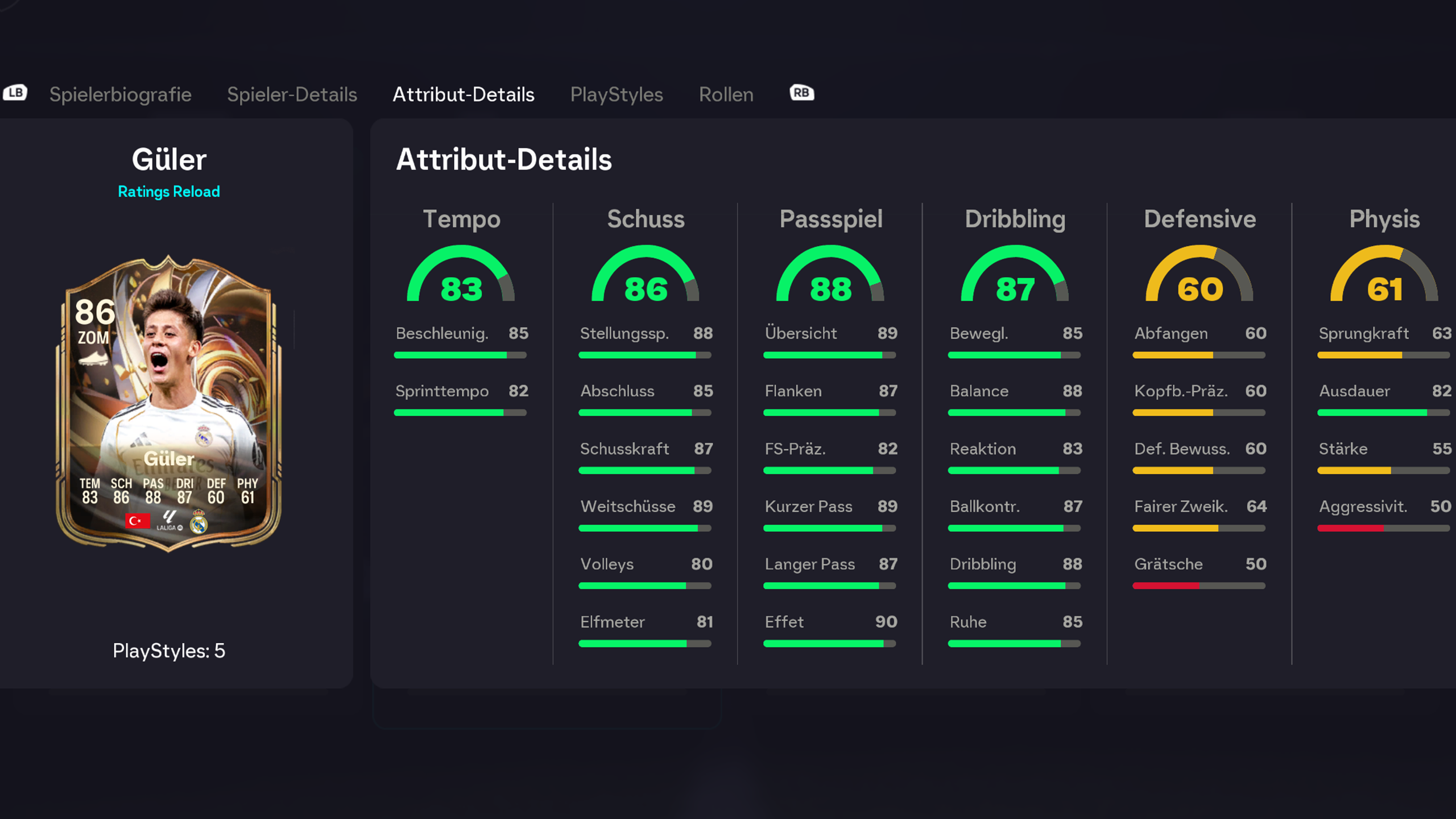 FC 26 Ratings Reload Guler Stats