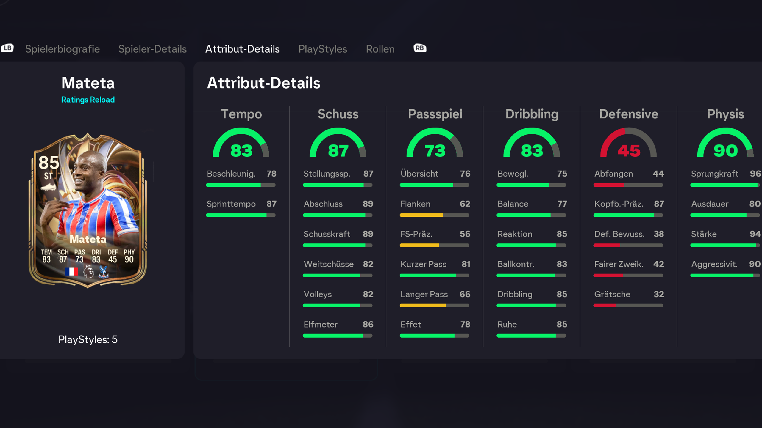 FC 26 Ratings Reload Mateta Stats
