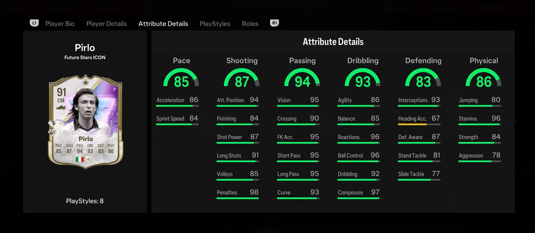 FS Icon Pirlo Stats