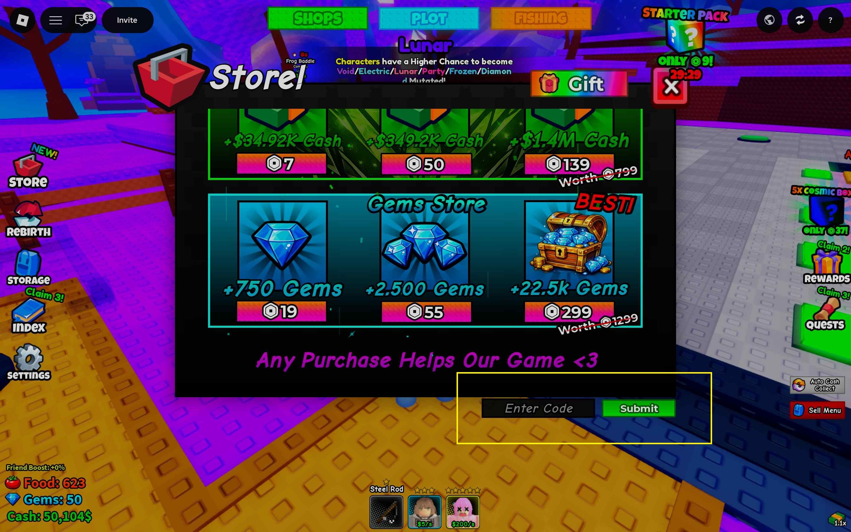 Fish an Anime RNG how to redeem codes 2