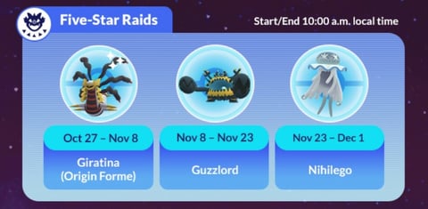Pokémon GO in November 2022: Events, Raids, Giratina, Guzzlord, Nihilego  and more - Meristation