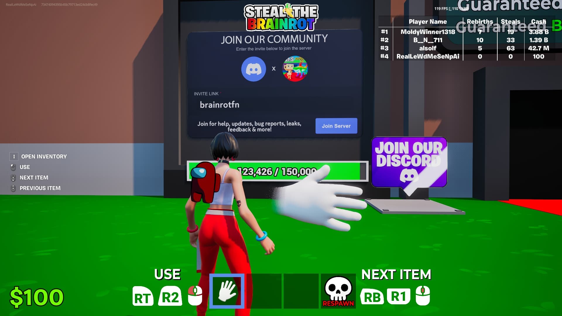 Fortnite Steal The Brainrot codes expired