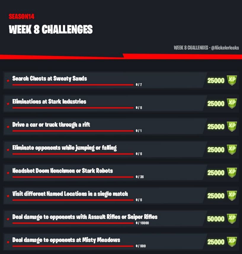 Fortnite season 4 week 8 challenges