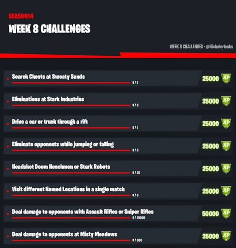 Fortnite season 4 week 8 challenges