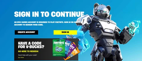 Fortnite: canjear un código, Sitio web oficial