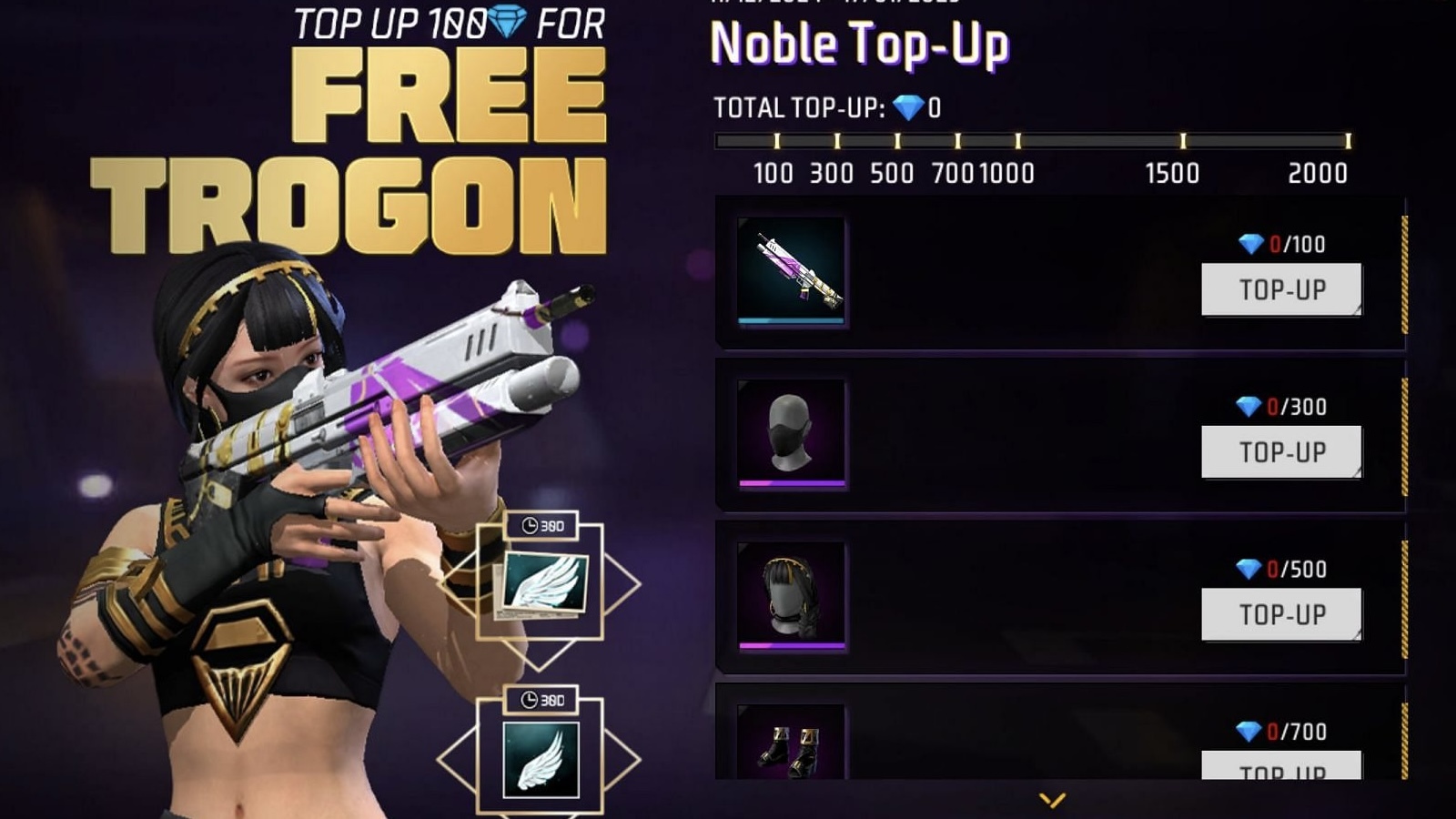 Free Fire Noble Top Up Event