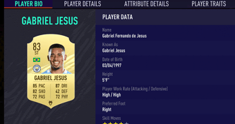 Gabriel Jesus card fifa