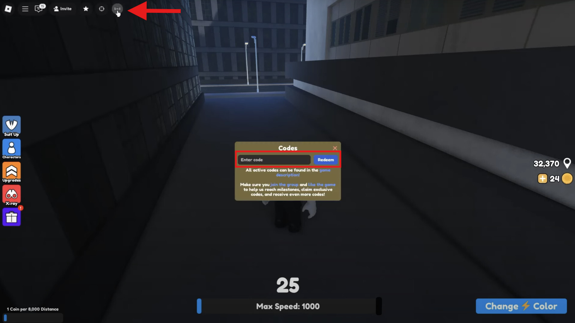 Gather Speed Code Redemption Menu