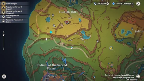 Genshin Impact Huitztli Hill Shrine Of Depth Location Map