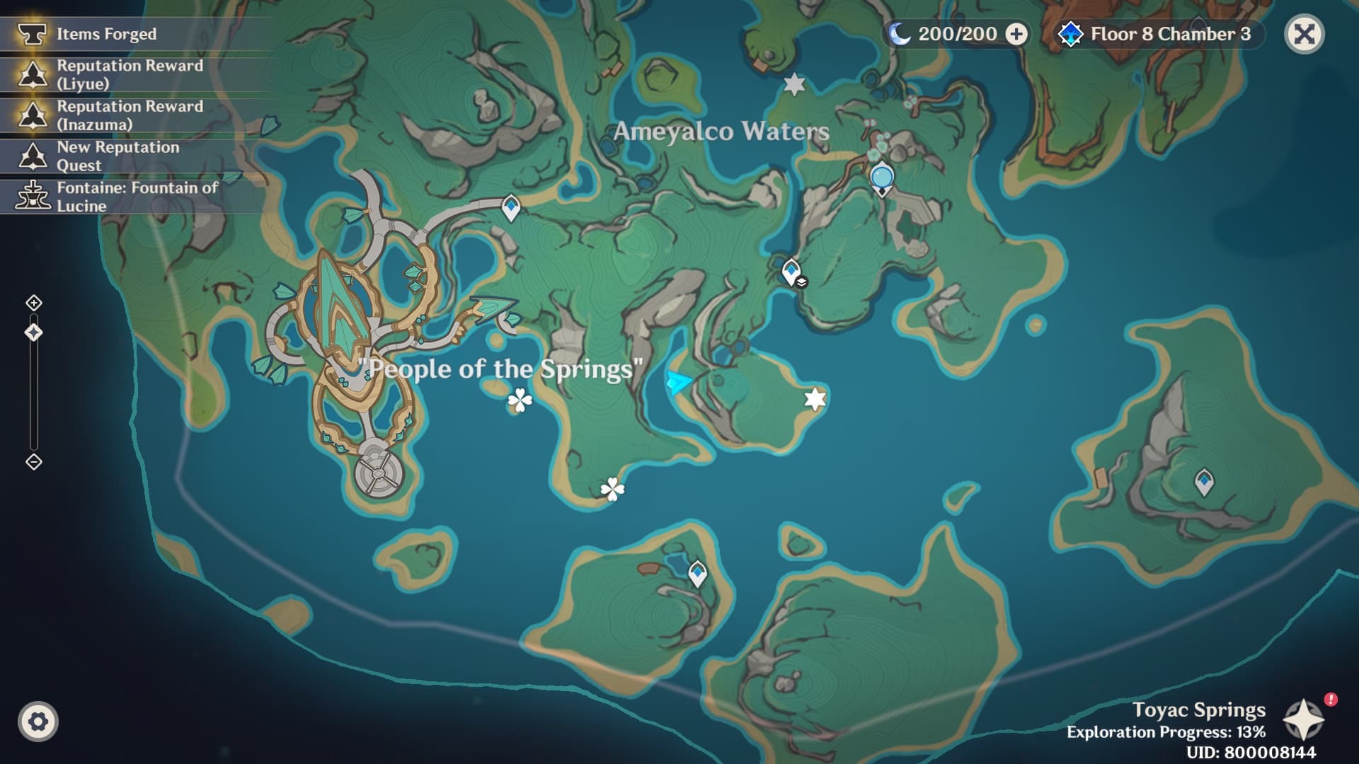 Genshin Impact People of the Springs Shrine of Depth Location Map