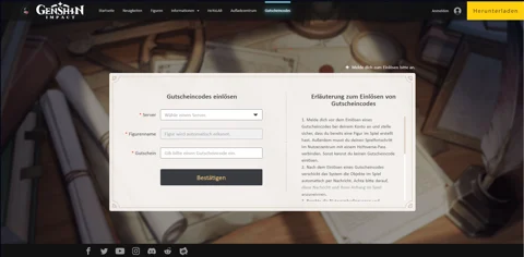 Genshin Impact Redeem Code Deutsch