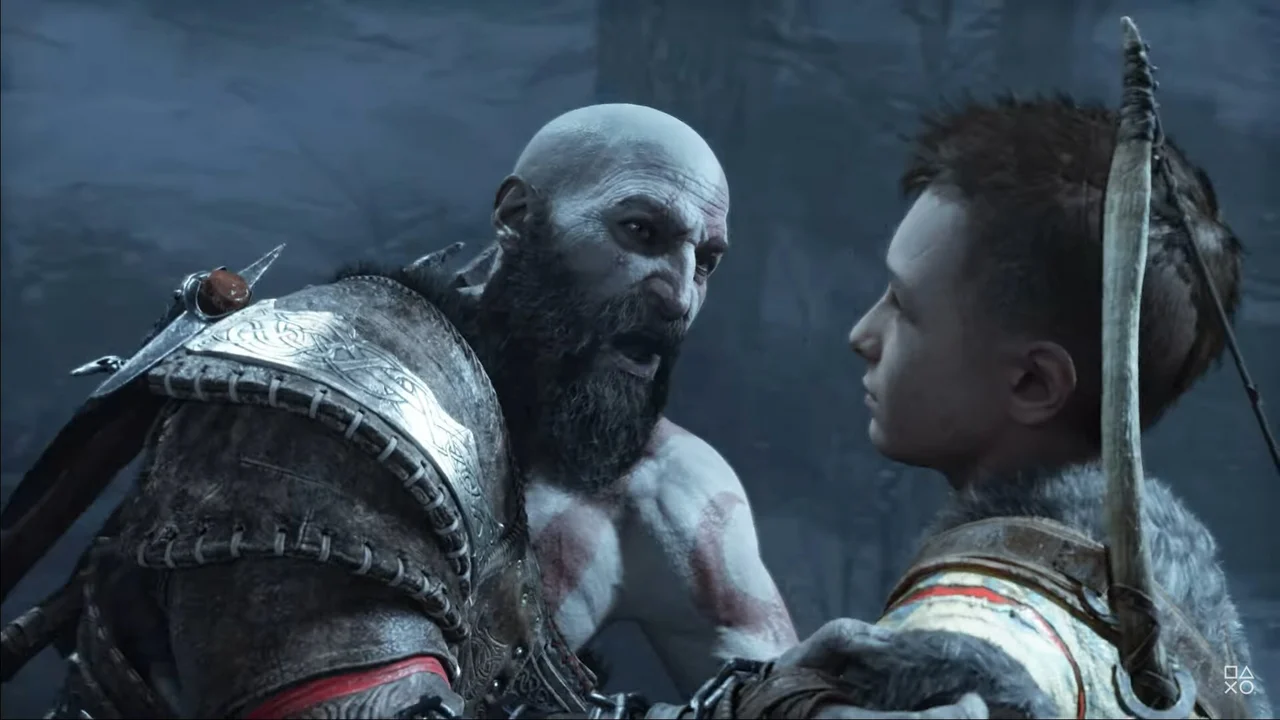 Kratos hablando emocionado con su hijo Atreus