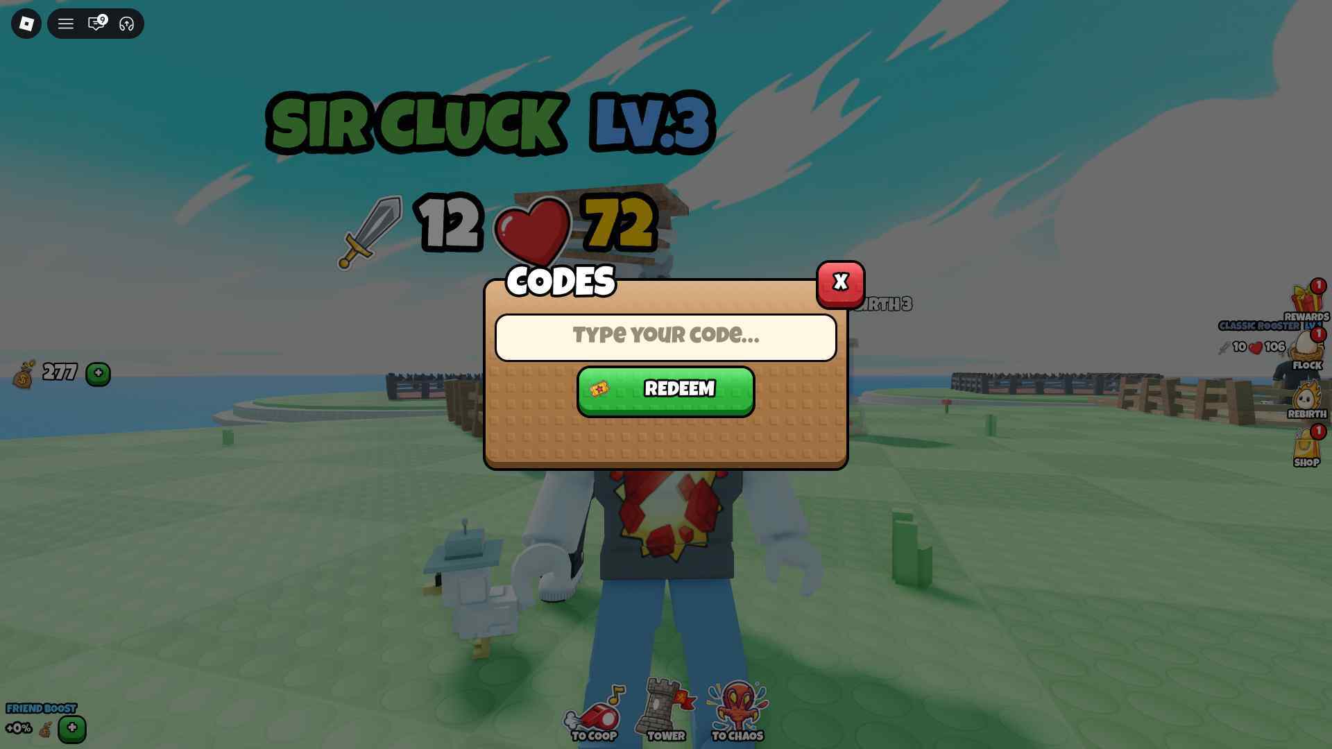 Grow a Chicken Fighter how to redeem codes 2