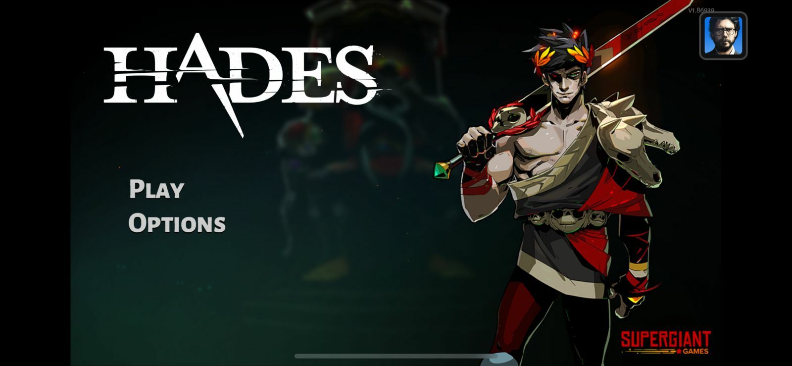 Hades on Netflix Main Menu