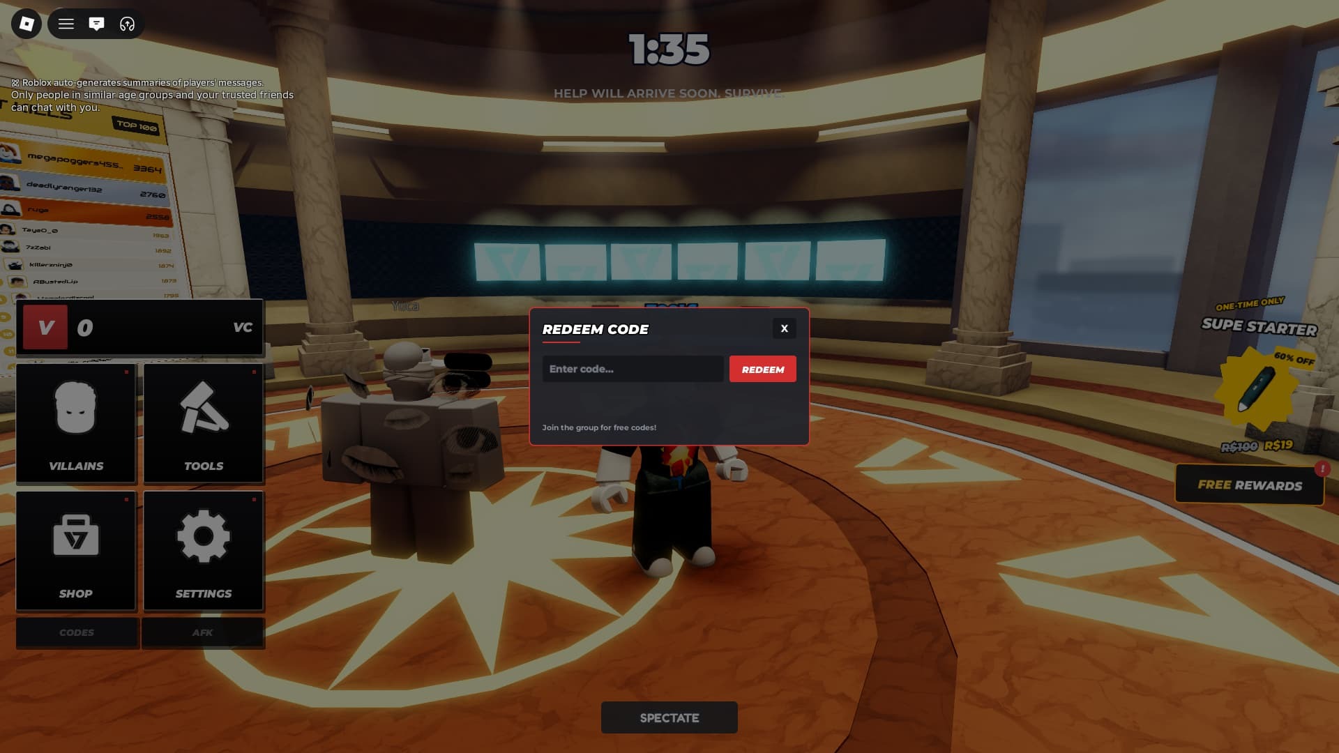 Hide From The Villain How to Redeem Codes