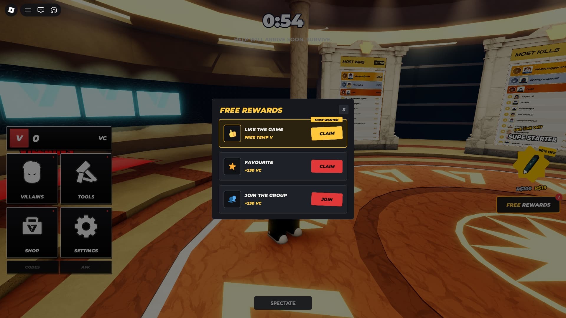 Hide From The Villain More Codes and Rewards