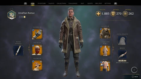 Hogwarts Legacy Gear Menu