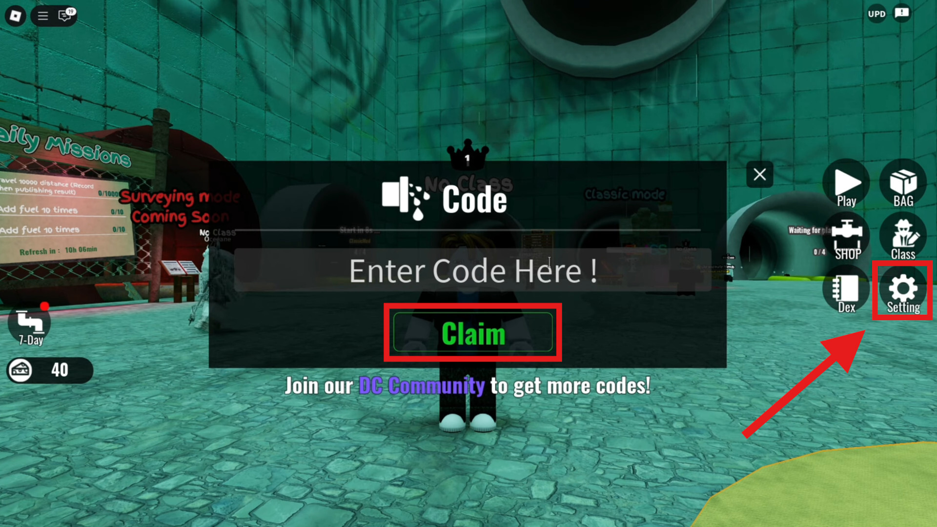 How to Redeem Codes in Roblox Dead Sewers