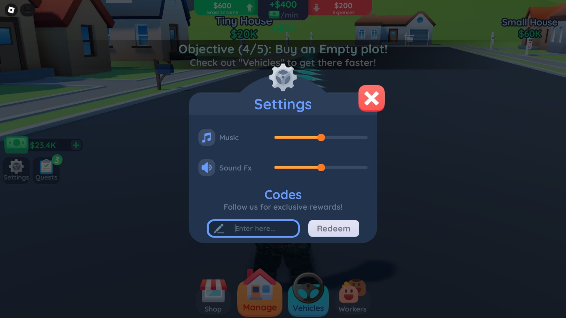Investor Cities how to redeem codes