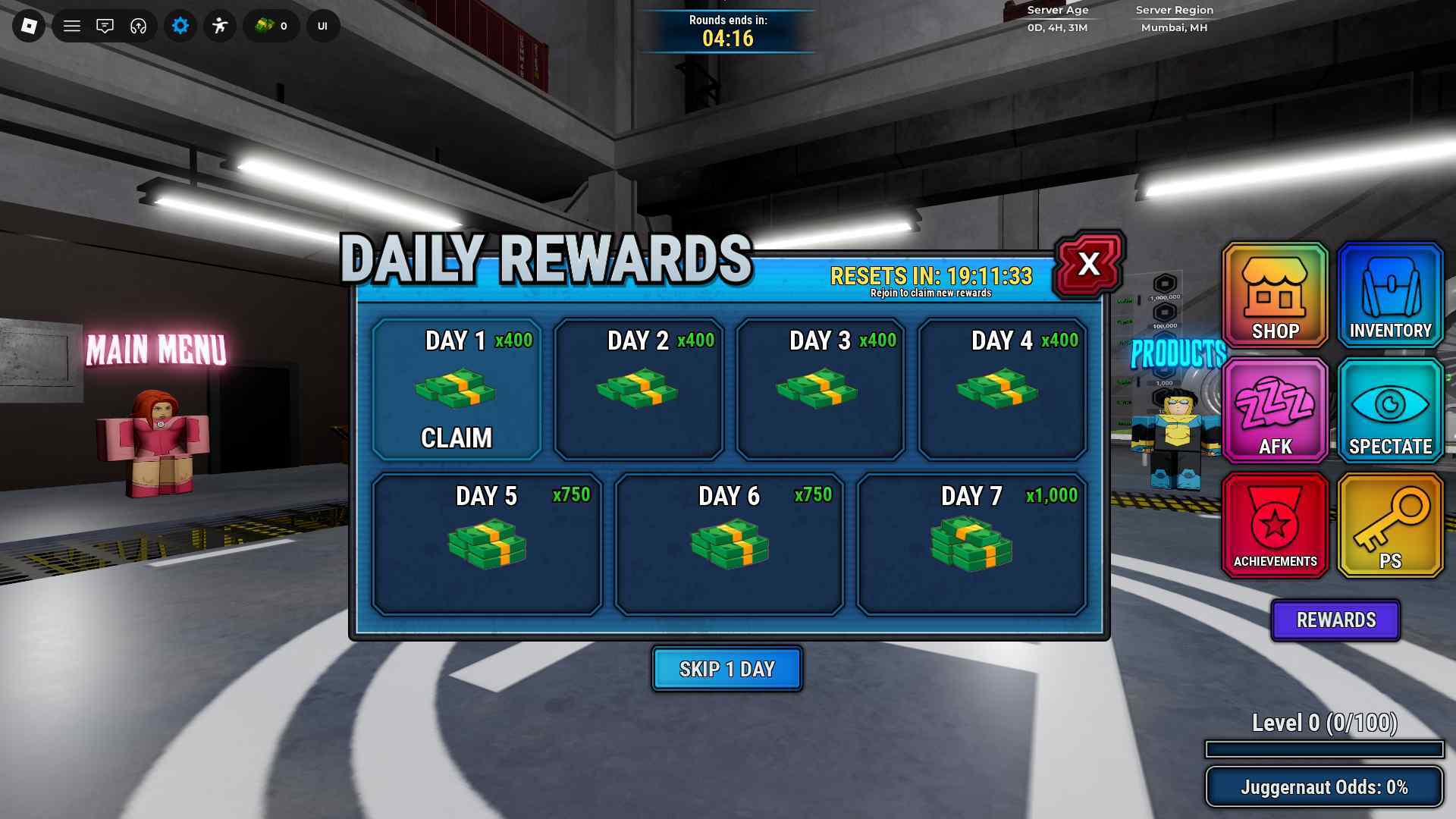 Invincible Showdown Daily Rewards