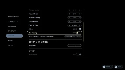 Jedi Survivor Visuals Menu