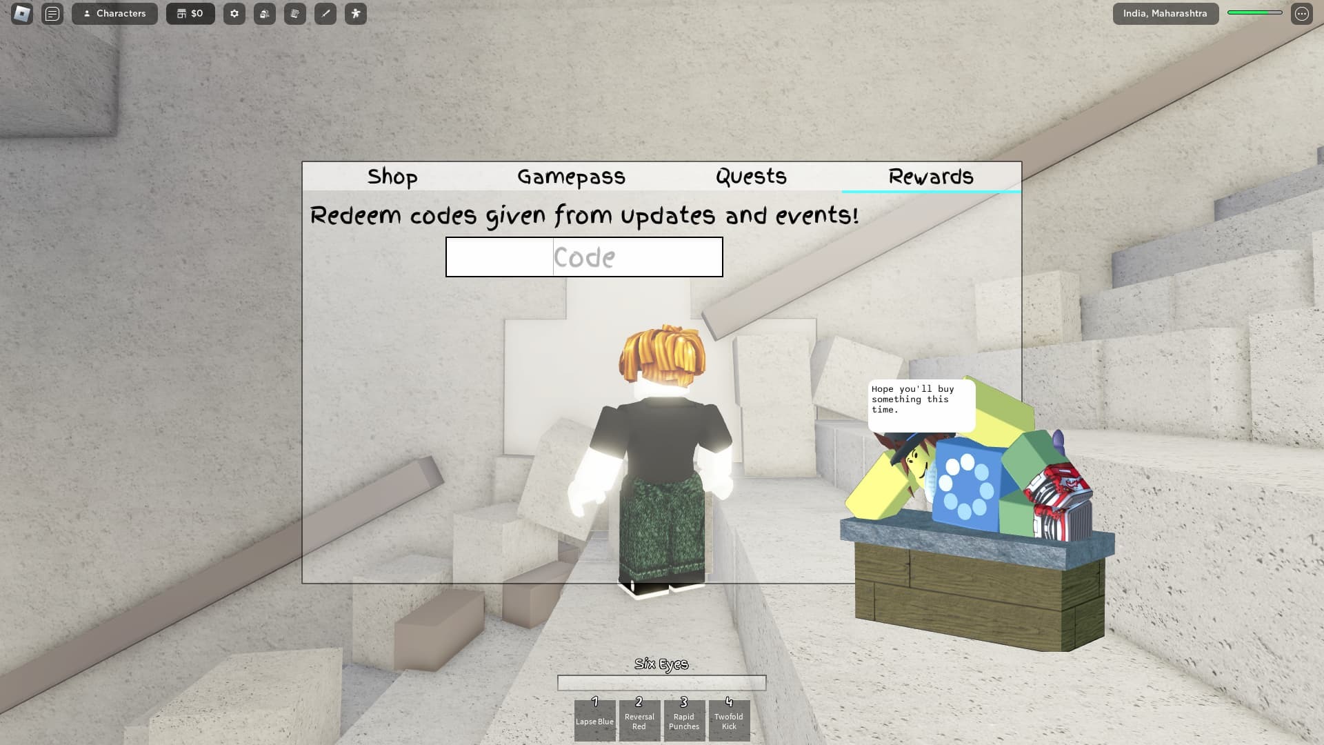 Jujutsu Shenanigans how to redeem codes