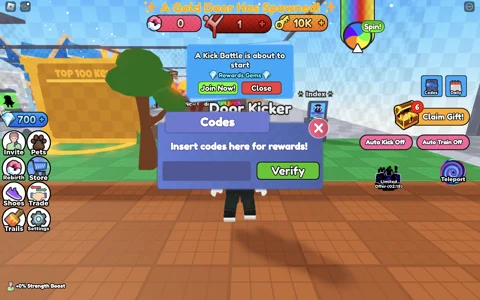 Kick Door Simulator how to redeem codes