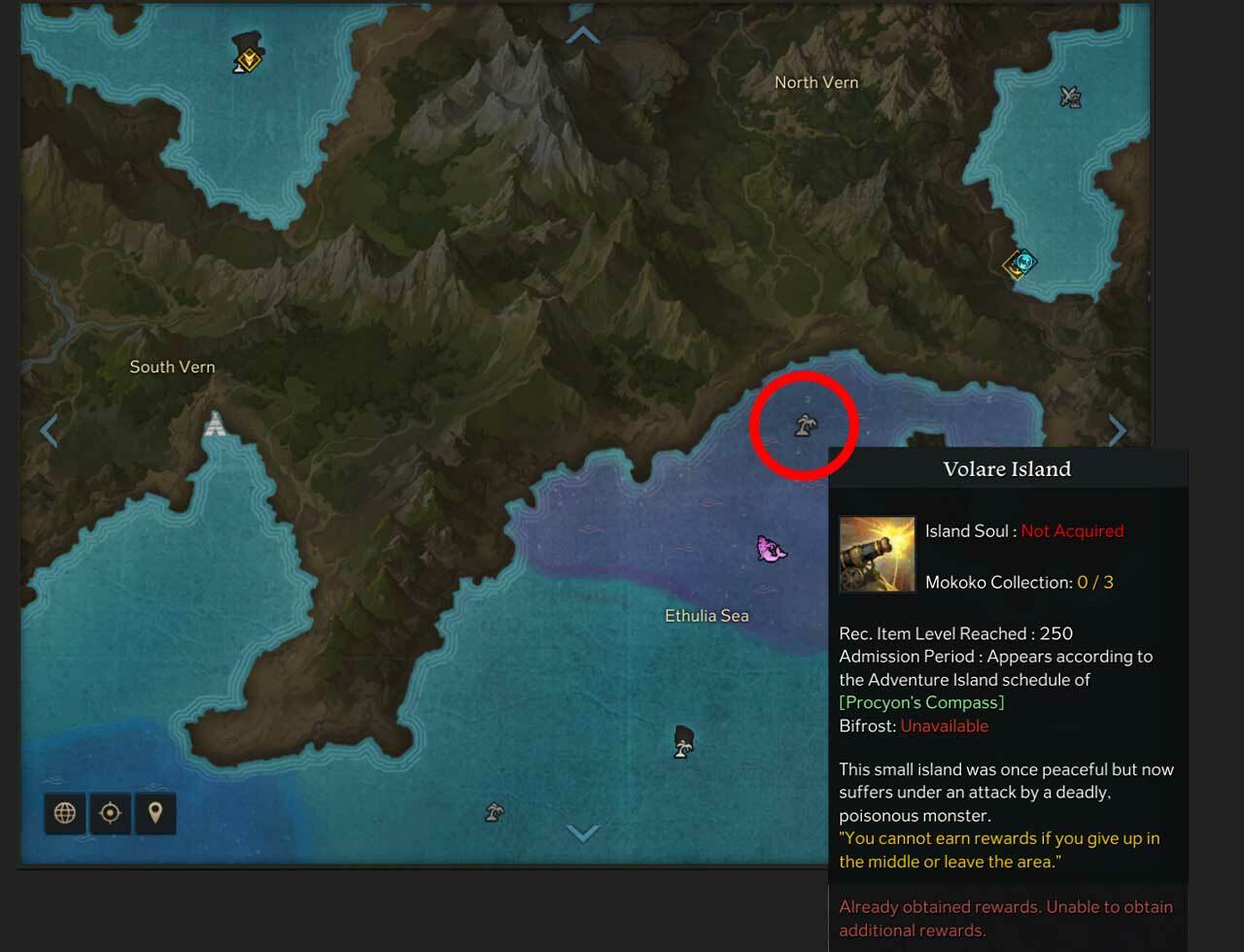 Lost Ark Volare Island map location