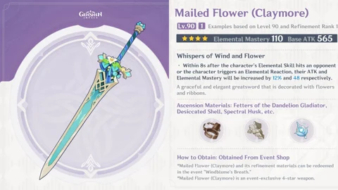 Mailed Flower Claymore Genshin Impact