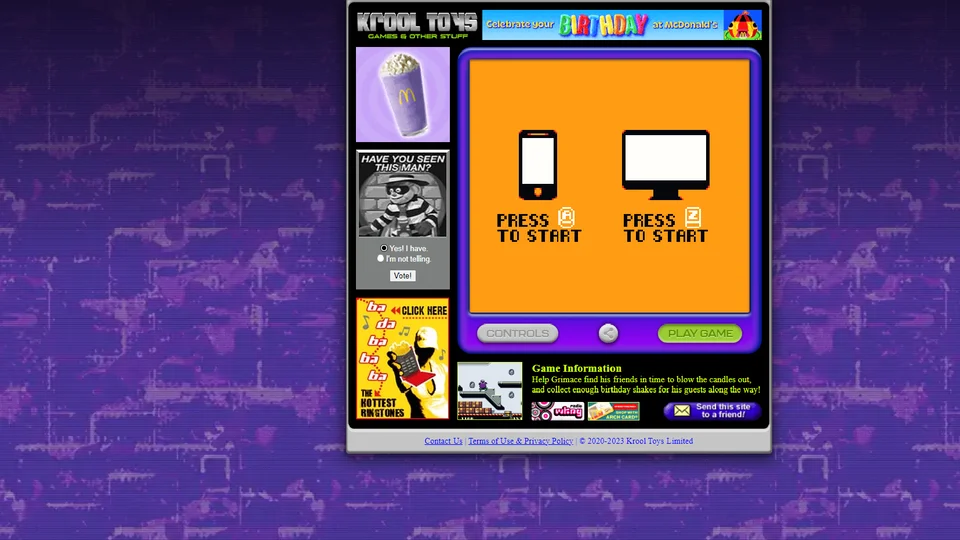 For reasons no one can fathom, McDonald's has released a new Game Boy Color  game