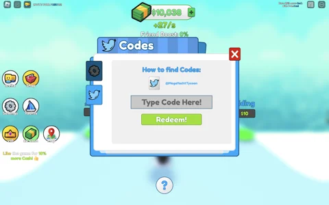 Mega Yacht Tycoon how to redeem codes