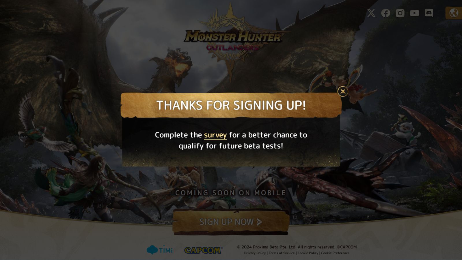 Monster Hunter Outlanders initial beta sign ups