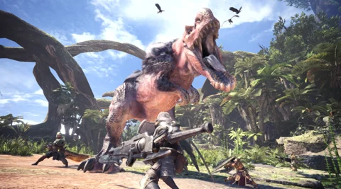 Monster Hunter World Fighting Anjanath