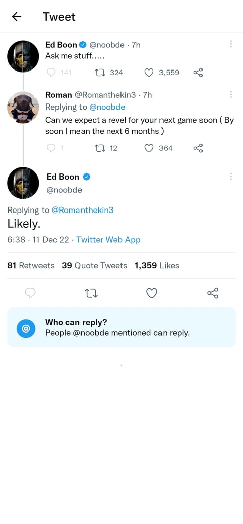 Mortal Kombat 12 Ed Boon Twitter Screenshot Reveal
