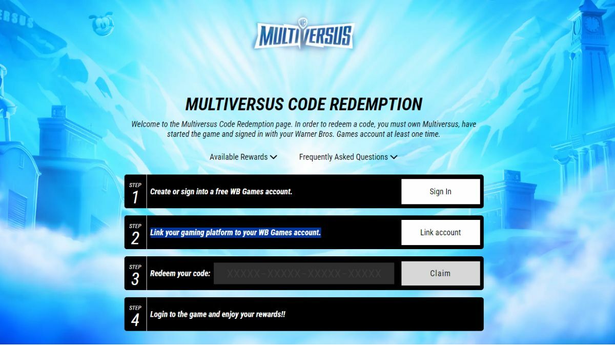 Multi Versus how to redeem codes