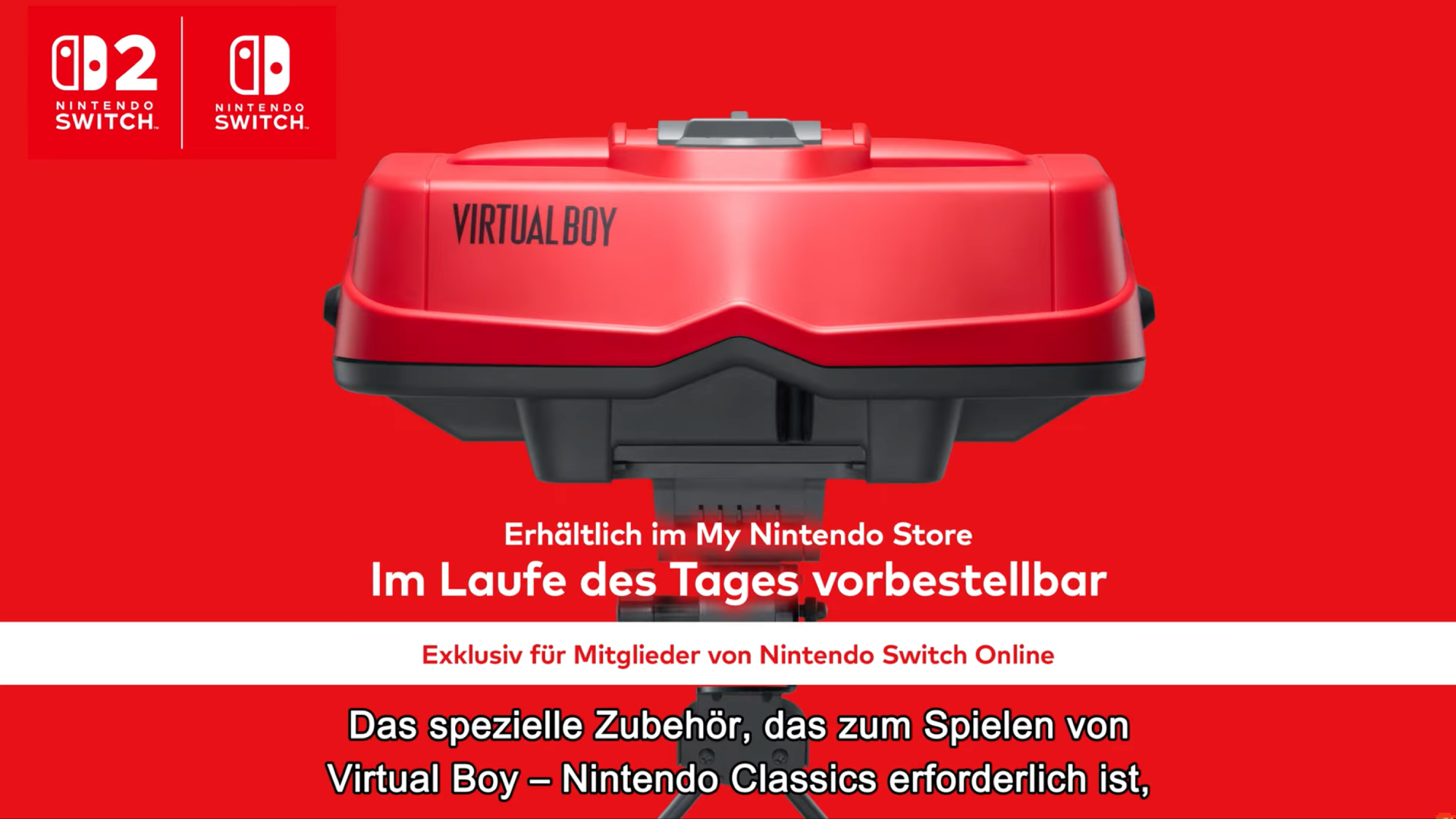 Nintendo Switch Virtual Boy Hinweis