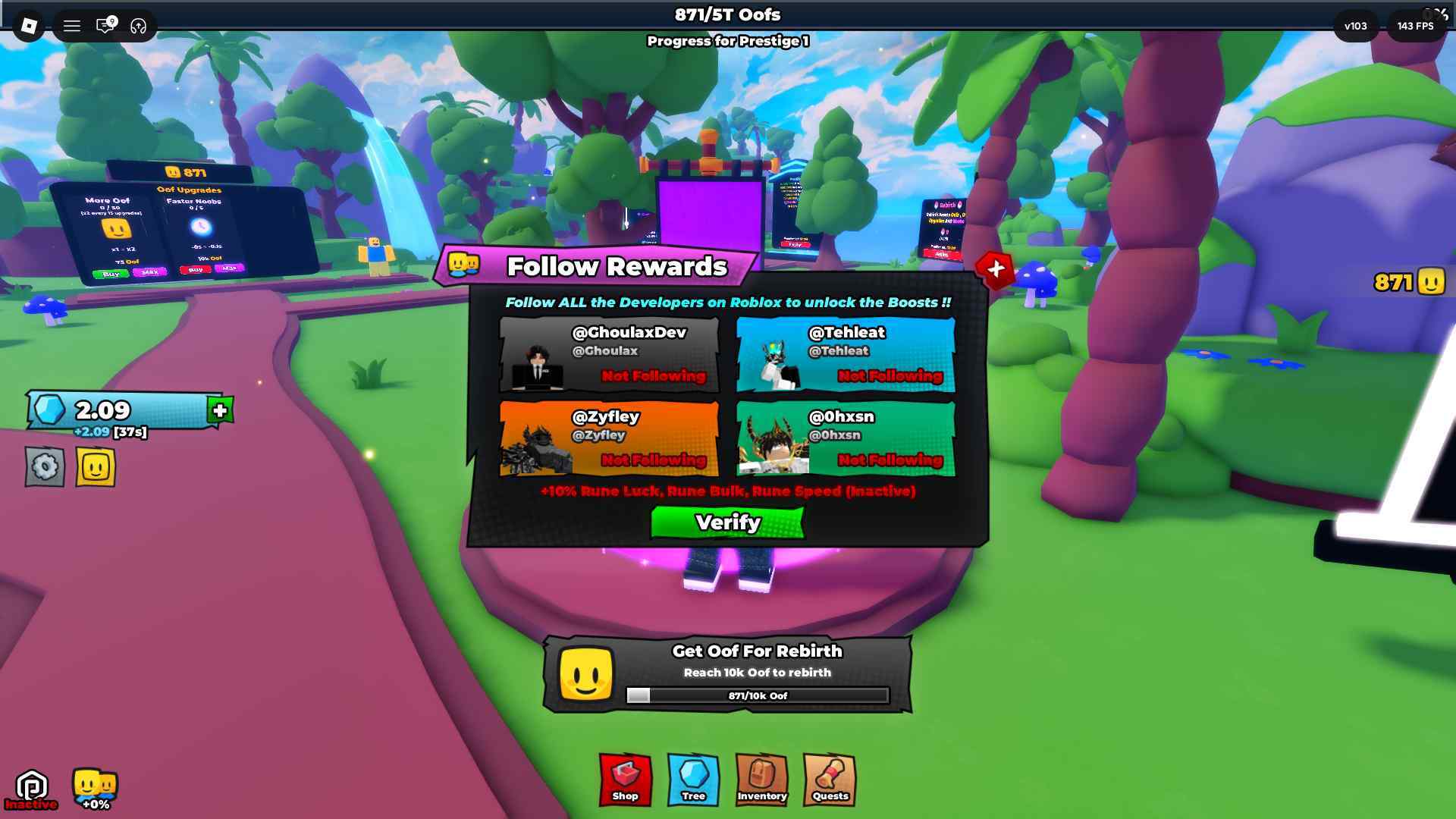 Noob Incremental Follower Rewards