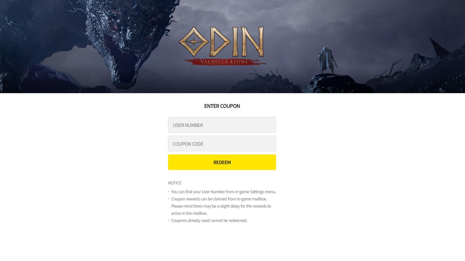 Odin Valhalla Rising codes