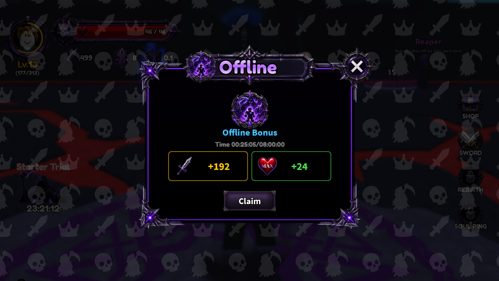 Offline Rewards 1 DMG Per Revive