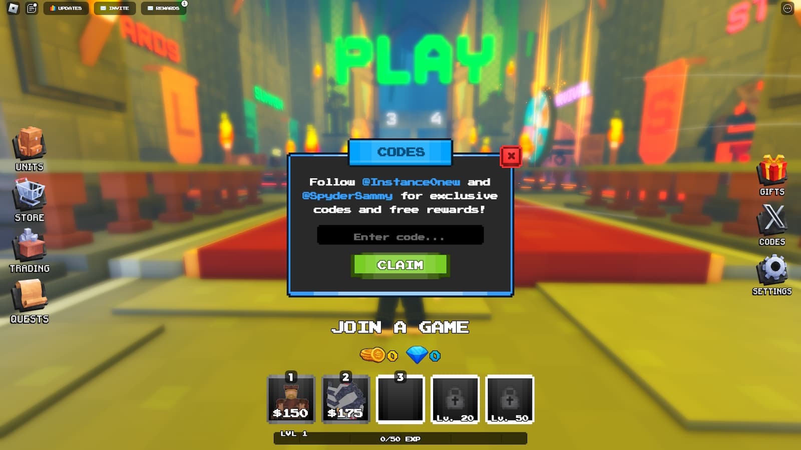 Pixel Tower Defense how to redeem codes