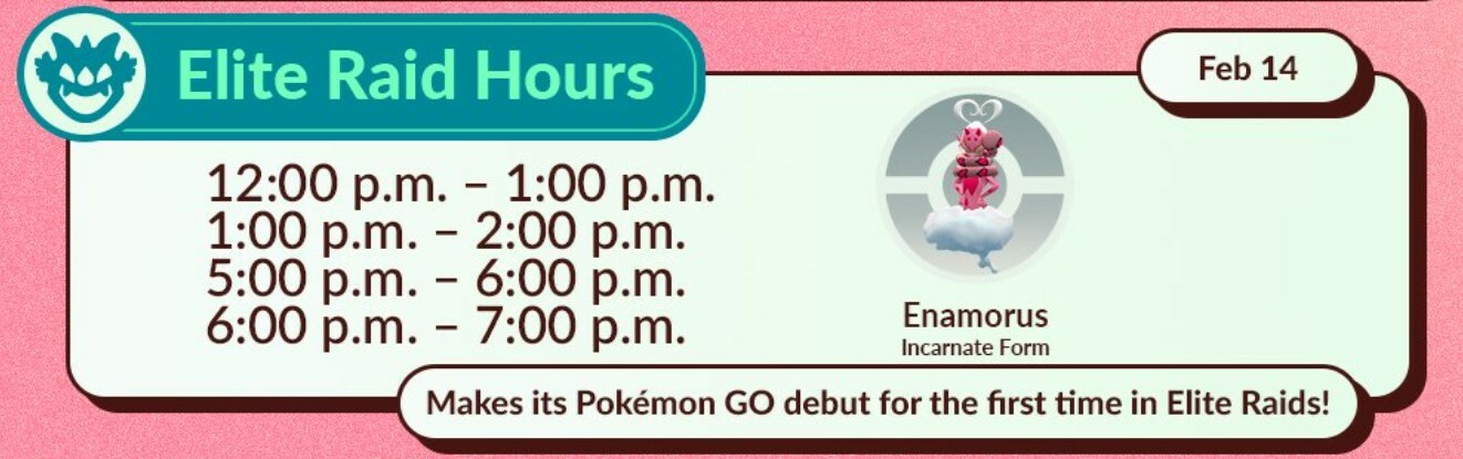 Pokemon GO February2024 Elite Raid Hours