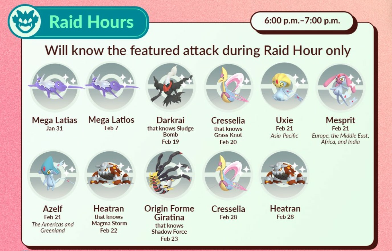 Pokemon GO February2024 Raid Hours
