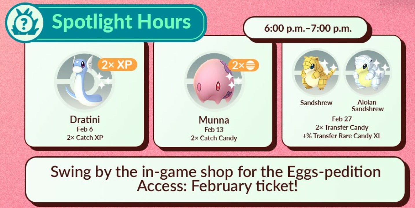 Pokemon GO February2024 Spotlight Hours