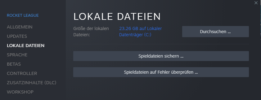 Steam Rocket League Fehlerprüfung