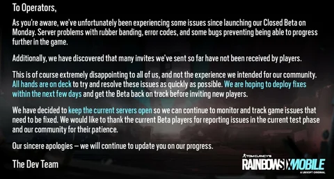 Rainbow Six Mobile Server Issues