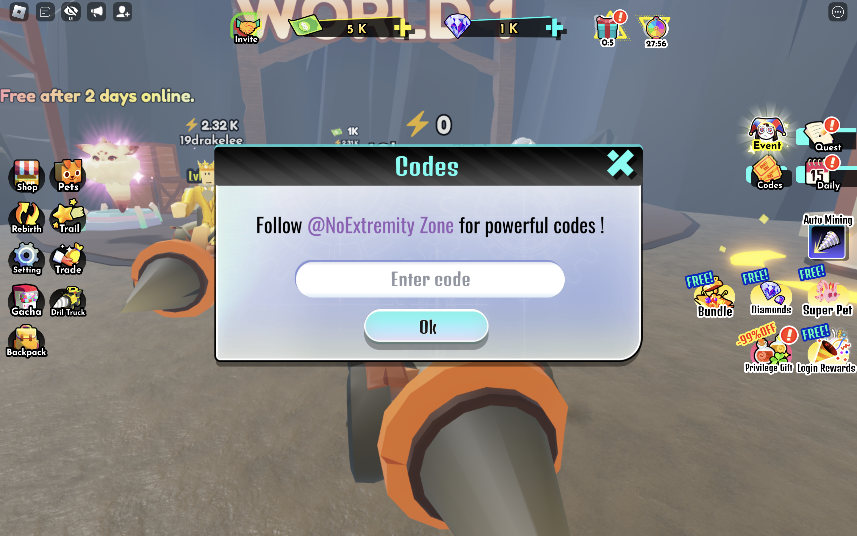Redeem Codes In Diamond Mining Racer