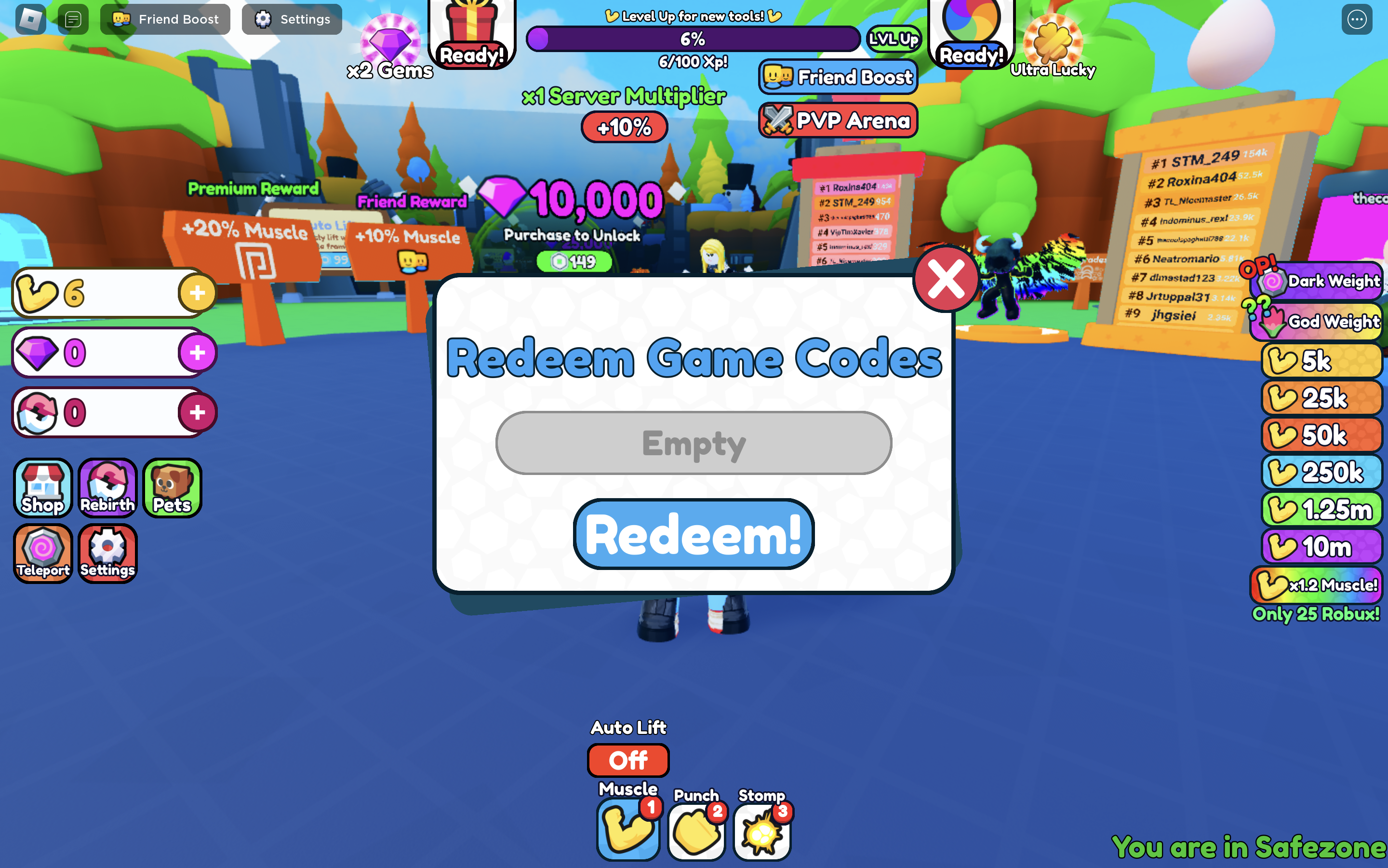 Redeem Codes In Giga Muscle Simulator